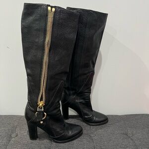 Cesare Paciotti Leather Tall Boots Size: 36